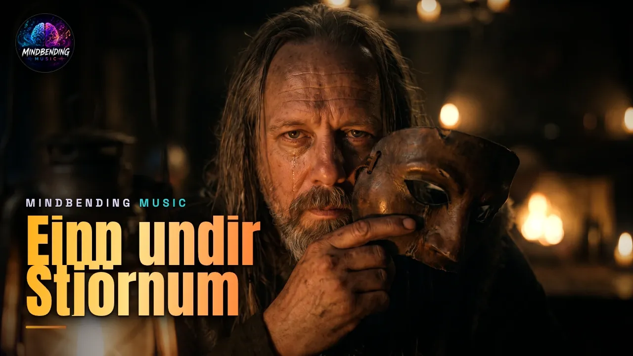 Cover: Einn undir Stjörnum, Loki im Kerzenlicht mit einer Träne und der abgelegten Maske